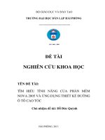 Tìm hiểu tính năng phần mềm nova 2005   ứng dụng thiết kế đường ô tô cao tốc hoà lạc – hoà bình, km19 00 – km21 00 (đoạn qua tỉnh hoà bình km13 05 – km33 26) 