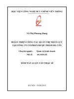 HOÀN THIỆN CÔNG TÁC QUẢN LÝ NHÂN LỰC TẠI CÔNG TY CỔ PHẦN DƯỢC PHẨM HÀ TÂY