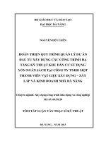 HOÀN THIỆN QUY TRÌNH QUẢN LÝ DỰ ÁN ĐẦU TƯ XÂY DỰNG CÁC CÔNG TRÌNH HẠ TẦNG KỸ THUẬT KHU DÂN CƯ SỬ DỤNG VỐN NGÂN SÁCH TẠI CÔNG TY TNHH  LIỆU XÂY DỰNG – XÂY LẮP VÀ KINH DOANH NHÀ ĐÀ NẴNG