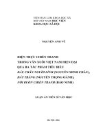 Luận văn hiện thực chiến tranh trong văn xuôi ở việt nam hiện đại qua ba tác phẩm tiêu biểu dấu chân người lính (nguyễn minh châu),đất trắng (nguyễn trọng oánh),nỗi buồn chiến tranh (bảo ninh) 