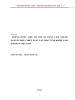 NHỮNG dược LIỆU có THỂ sử DỤNG làm NGUỒN NGUYÊN LIỆU CHIẾT XUẤT các CHẤT TINH KHIẾT làm THUỐC ở VIỆT NAM