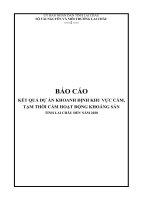 BÁO CÁO KẾT QUẢ DỰ ÁN KHOANH ĐỊNH KHU VỰC CẤM, TẠM THỜI CẤM HOẠT ĐỘNG KHOÁNG SẢN TỈNH LAI CHÂU ĐẾN NĂM 2020