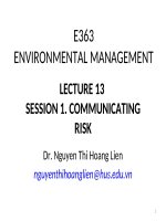 Environmental Management E363 lecture 13 communicating risk