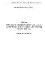 THỰC TRẠNG CHẤT LƯỢNG dược LIỆU và các sản PHẨM có NGUỒN gốc dược LIỆU TRÊN THỊ TRƯỜNG HIỆN NAY