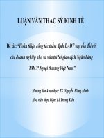Hoàn thiện công tác thẩm định DAĐT vay vốn đối với các doanh nghiệp nhỏ và vừa tại Sở giao dịch Ngân hàng TMCP Ngoại thương Việt Nam