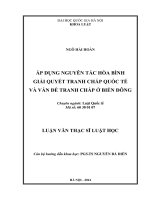 Áp dụng nguyên tắc hòa bình giải quyết tranh chấp quốc tế và vấn đề tranh chấp ở biển đông 