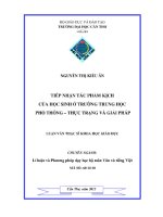 Tiếp nhận tác phẩm kịch của học sinh ở trường trung học phổ thông   thực trạng và giải pháp