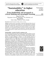 ‘‘Sustainability’’ in higher education From doublethink and newspeak to critical thinking and meaningful learning