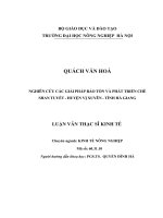 Nghiên cứu các giải pháp bảo tồn và phát triển chè Shan tuyết  Huyện Vị Xuyên  Tỉnh Hà Giang