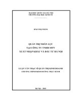 QUẢN TRỊ NHÂN LỰC TẠI CÔNG TY TNHH MỘT THÀNH VIÊN XUẤT NHẬP KHẨU VÀ ĐẦU TƯ HÀ NỘI