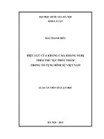 Hiệu lực của kháng cáo, kháng nghị theo thủ tục phúc thẩm trong tố tụng hình sự việt nam 