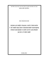 ĐÁNH GIÁ HIỆN TRẠNG CHẤT THẢI RẮN  Y TẾ TRÊN ĐỊA BÀN THÀNH PHỐ NAM ĐỊNH, TỈNH NAM ĐỊNH VÀ ĐỀ XUẤT GIẢI PHÁP  QUẢN LÝ PHÙ HỢP