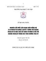 Nghiên cứu mối liên quan giữa nồng độ 25 hydroxyvitamin d huyết tương với kháng insulin và hiệu quả bổ sung vitamin d đối với kháng insulin trong đái tháo đường thai kỳ (TT)