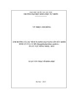 Ảnh hưởng của sự tích tụ kim loại nặng lên sức khỏe sinh lý của cá mè (hypophthalmichthys molitrix) ở lưu vực sông nhuệ  đáy 