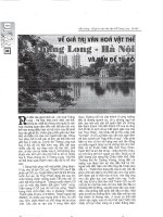 Về giá trị văn hóa vật thể Thăng Long Hà Nội và vấn đề tu bổ