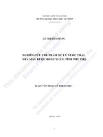 NGHIÊN cứu CHẾ PHẨM xử lý nước THẢI NHÀ máy rượu ĐỒNG XUÂN, TỈNH PHÚ THỌ