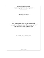 XÂY DỰNG BẢN ĐỒ NGUY CƠ XÓI MÒN ĐẤT VÀ  ĐỀ XUẤT MÔ HÌNH SẢN XUẤT NÔNG NGHIỆP HỢP LÝ  CHO HUYỆN QUẢN BẠ - TỈNH HÀ GIANG