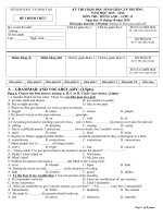 Đề thi chọn học sinh giỏi Tiếng Anh 11 cấp trường 2015-2016