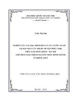 Nghiên cứu các đặc điểm hóa lý của nước ngầm tại hai mặt THUỘC HUYỆN PHÚC THỌ, PHÍA NAM SÔNG HỒNG - HÀ NỘI GÓP PHẦN GIẢI THÍCH NGUYÊN NHÂN HÌNH THÀNH Ô NHIỄM ASEN