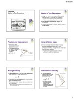 Bài giảng vật lý đại cương Chapter4 motion in 2 dimensions