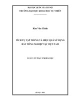 TÍCH TỤ TẬP TRUNG VÀ HIỆU QỦA SỬ DỤNG ĐẤT NÔNG NGHIỆP TẠI VIỆT NAM