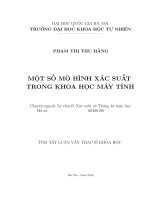 MỘT SỐ MÔ HÌNH XÁC SUẤT TRONG KHOA HỌC MÁY TÍNH