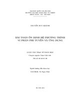 BÀI TOÁN ỔN ĐỊNH HỆ PHƯƠNG TRÌNH VI PHÂN PHI TUYẾN VÀ ỨNG DỤNG