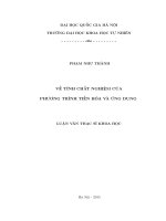 VỀ TÍNH CHẤT NGHIỆM CỦAPHƯƠNG TRÌNH TIẾN HÓA VÀ ỨNG DỤNG