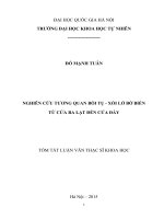 Nghiên cứu tương quan bồi tụ  xói lở bờ biển từ cửa Ba Lạt đến cửa Đáy