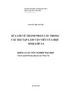 Luận văn thạc sĩ sửa lỗi về thành phần câu trong các bài tập làm văn viết ủa học sinh lớp 3   4 
