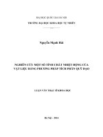 Nghiên cứu một số tính chất nhiệt động của vật liệu bằng phương pháp tích phân quỹ đạo 