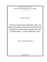 Đánh giá tính đa dạng sinh học thực vật hệ sinh thái RNM huyện tiên yên, `tỉnh quảng ninh làm cơ sở khoa học cho sử dụng hợp lý và phát triển bền vững 