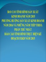 BÁO cáo TÌNH HÌNH sản XUẤT KINH DOANH năm 2015 PHƯƠNG HƯỚNG sản XUẤT KINH DOANH năm 2016 và NHỮNG năm TIẾP THEO 