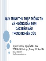 QUY TRÌNH THU THẬP THÔNG TIN VÀ HƯỚNG DẪN ĐIỀN CÁC BIỂU MẪU TRONG NGHIÊN CỨU