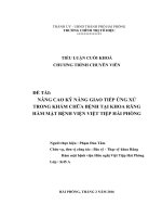 NÂNG CAO kỹ NĂNG GIAO TIẾP ỨNG xử TRONG KHÁM CHỮA BỆNH tại KHOA RĂNG hàm mặt BỆNH VIỆN VIỆT TIỆP hải PHÒNG