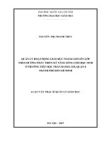 Quản lý hoạt động giáo dục ngoài giờ lên lớp theo hướng phát triển kỹ năng sống cho học sinh ở trường tiểu học trần danh lâm, quận 8 thành phố hồ chí minh 