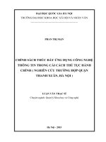 Chính sách thúc đẩy ứng dụng công nghệ thông tin trong cải cách thủ tục hành chính ( nghiên cứu trường hợp quận thanh xuân, hà nội) 