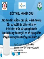 Xác định tần suất,các yếu tố ảnh hưởng đến sự xuất hiện biến cố bất lợi trên bệnh nhân sử dụng phác đồ lao đa kháng thuốc tại 9 cơ sở trong C.trình Chống LaoQG