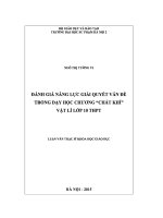 Đánh giá năng lực giải quyết vấn đề trong dạy học chương chất khí vật lí lớp 10 THPT 