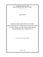 Đánh giá thực trạng đăng ký cấp giấy chứng nhận quyền sở hữu đất, quyền sở hữu nhà ở và tài sản khác gắn liền với đất trên địa bàn thành phố biên hòa, tỉnh đồng nai 