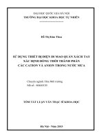 Sử dụng điện di mao quản xách tay xác định đồng thời thành phần các cation và anion trong nước mưa