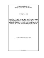 Nghiên cứu tách thu hồi thuốc nhuộm dư trong nước thải nhuộm bằng màng lọc và khả năng giảm thiểu fouling cho quá trình lọc tách thuốc nhuộm qua màng 