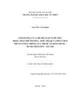 Ảnh hưởng của chế độ ngập nước đến động thái thế ôxi hóa –khử, độ ph và phát thải mêtan ở đất trồng lúa thuộc xã kim chung, huyện hoài đức  hà nội 