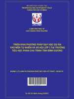 Triển khai phương pháp dạy học dự án vào môn tự nhiên và xã hội lớp 3 tại trường tiểu học phan chu trinh, tỉnh bình dương 