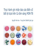 Thực hành ghi nhận báo cáo Biến cố bất lợi dựa trên Ca lâm sàng MDR-TB - CA LÂM SÀNG 1