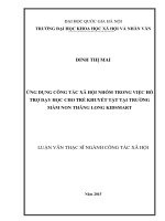 Ứng dụng công tác xã hội nhóm trong hỗ trợ dạy học cho trẻ khuyết tật tại trường mầm non thăng long kidmart 