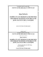 Nghiên cứu giá trị dịch vụ hệ sinh thái cho sinh kế người dân vùng đệm vườn quốc gia xuân thủy, nam định 
