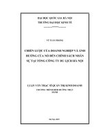 Chiến lược của doanh nghiệp và ảnh hưởng của nó đến chính sách nhân sự tại tổng công ty du lịch hà nội