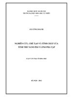 NGHIÊN cứu, CHẾ tạo và TÍNH CHẤT  của TINH THỂ NANO pbs và pbs PHA tạp 