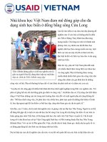 Nhà khoa học Việt Nam đam mê đóng góp cho đa dạng sinh học biển ở đồng bằng sông Cửu Long